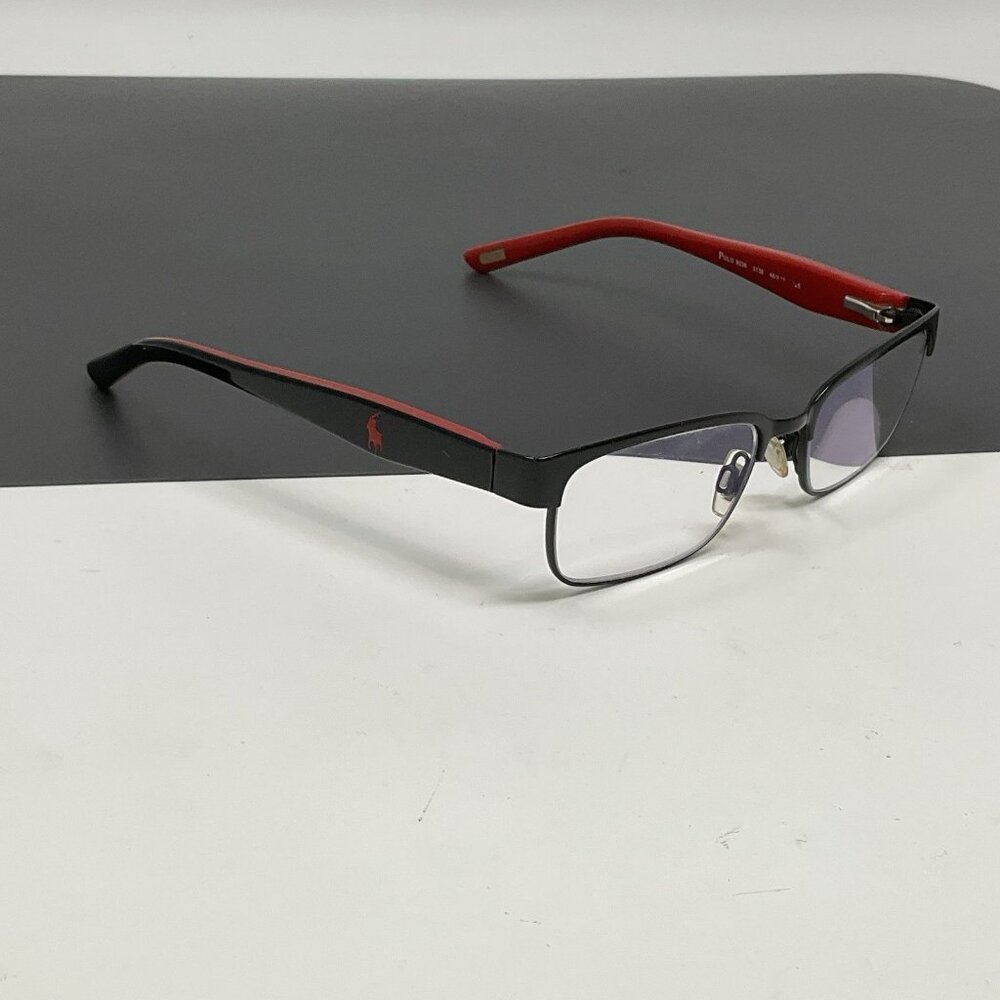 Polo Ralph Lauren 8036 3136 Black Red Rectangle Kids Eyeglasses Frames 46-15 125